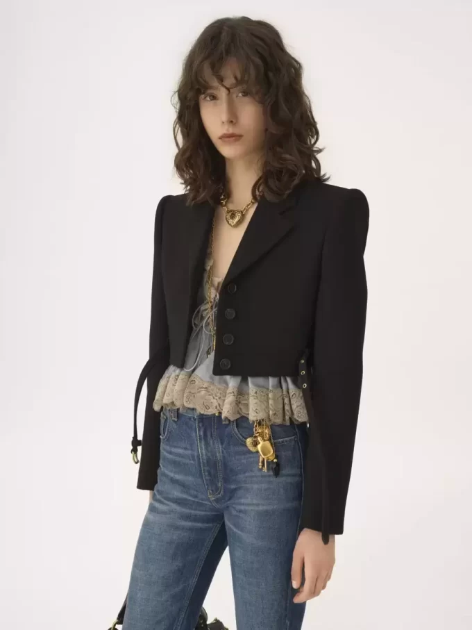 Veste Spencer courte en crêpe de laine Veste Spencer courte en crêpe de laine