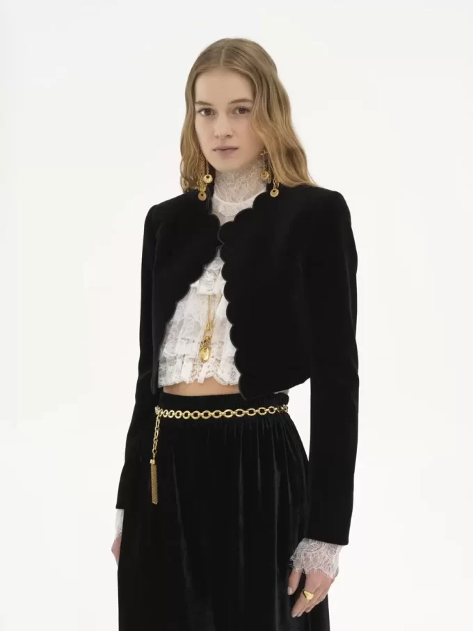 Veste Spencer festonnée en velours Veste Spencer festonnée en velours