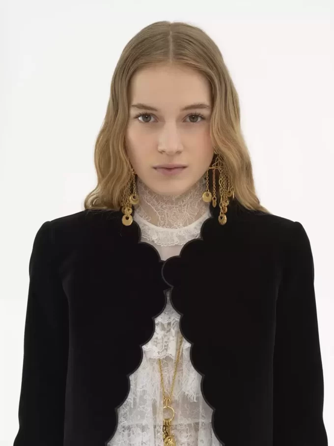 Veste Spencer festonnée en velours Veste Spencer festonnée en velours