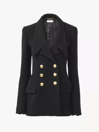 Veste tailleur croisée en bouclette de laine