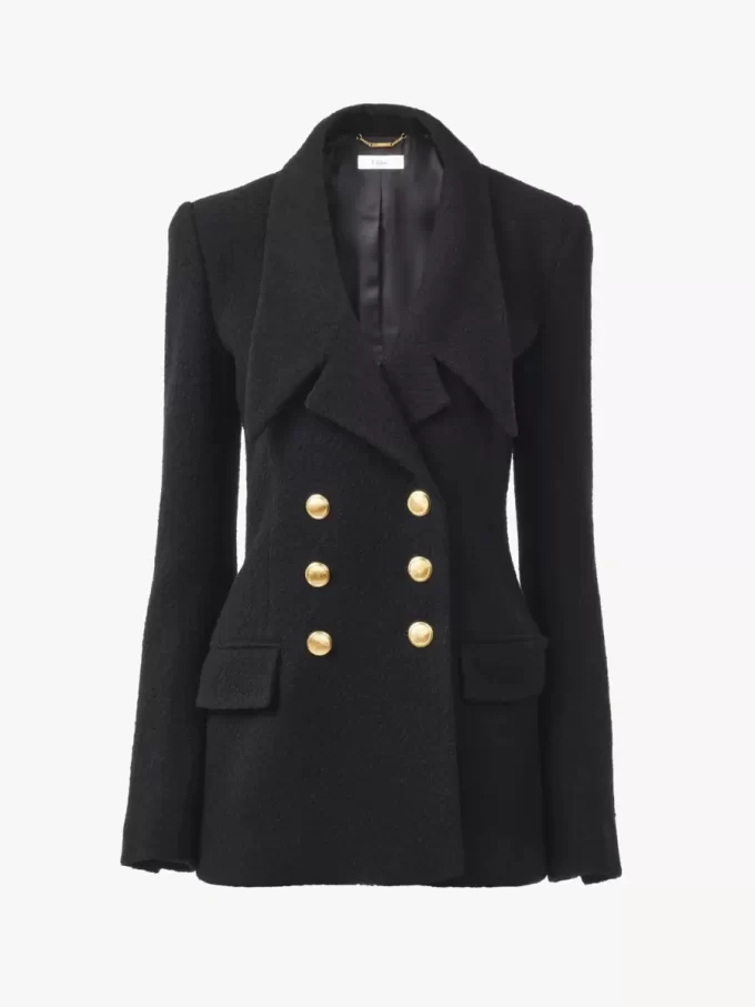 Veste tailleur croisée en bouclette de laine Veste tailleur croisée en bouclette de laine