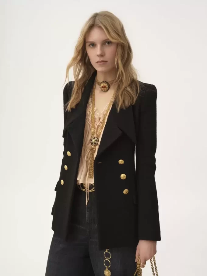 Veste tailleur croisée en bouclette de laine Veste tailleur croisée en bouclette de laine