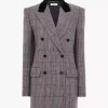 Veste tailleur croisée en laine à carreaux Veste tailleur croisée en laine à carreaux