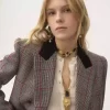 Veste tailleur croisée en laine à carreaux Veste tailleur croisée en laine à carreaux