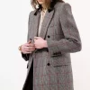 Veste tailleur croisée en laine à carreaux Veste tailleur croisée en laine à carreaux