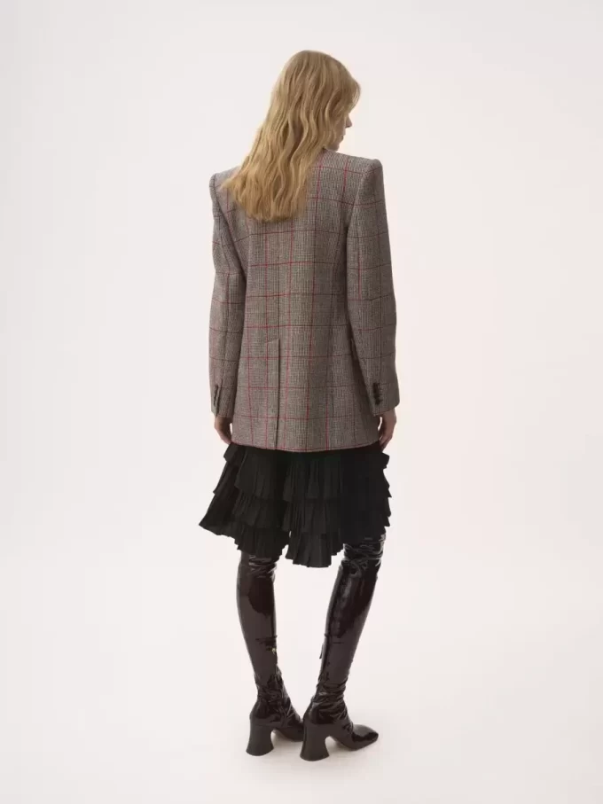 Veste tailleur croisée en laine à carreaux Veste tailleur croisée en laine à carreaux
