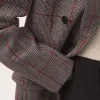 Veste tailleur croisée en laine à carreaux Veste tailleur croisée en laine à carreaux