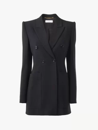 Veste tailleur croisée en mélange crêpe