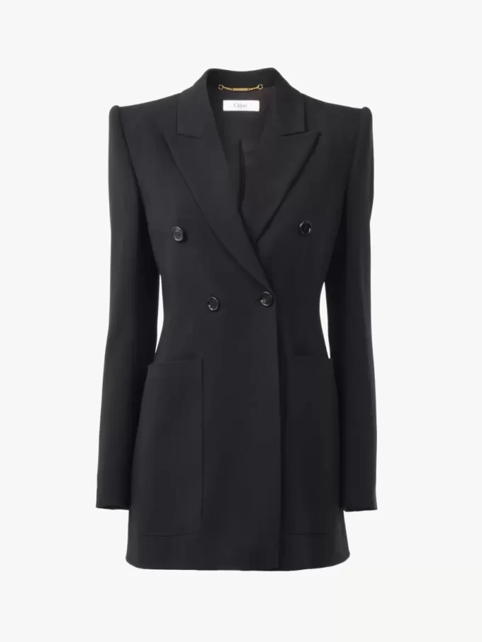 Veste tailleur croisée en mélange crêpe Veste tailleur croisée en mélange crêpe