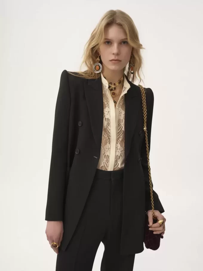 Veste tailleur croisée en mélange crêpe Veste tailleur croisée en mélange crêpe