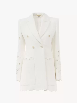 Veste tailleur croisée en mélange de coton