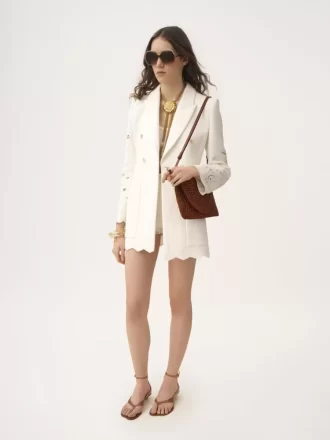 Veste tailleur croisée en mélange de coton