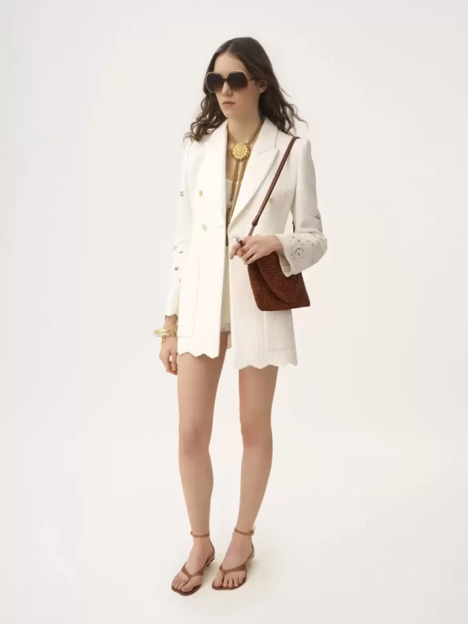 Veste tailleur croisée en mélange de coton Veste tailleur croisée en mélange de coton