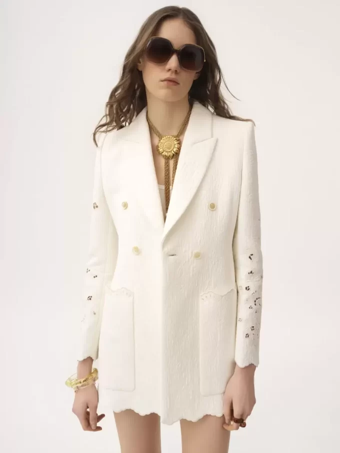 Veste tailleur croisée en mélange de coton Veste tailleur croisée en mélange de coton