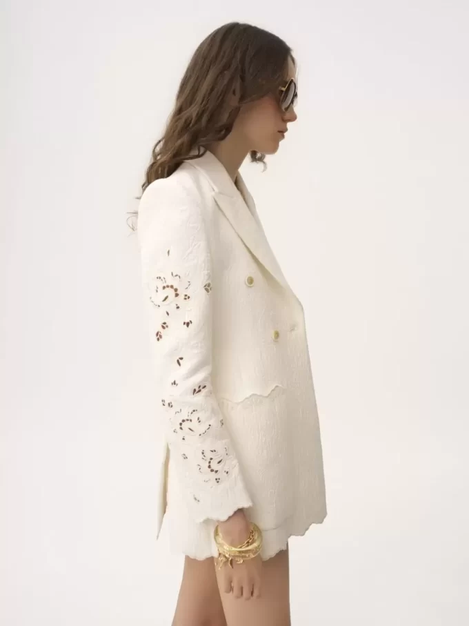 Veste tailleur croisée en mélange de coton Veste tailleur croisée en mélange de coton