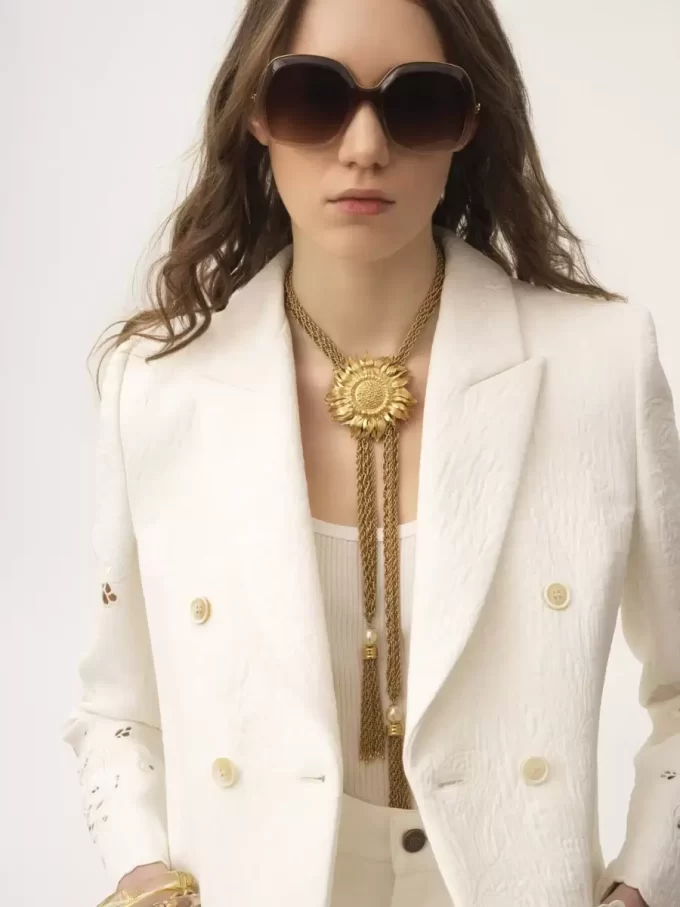 Veste tailleur croisée en mélange de coton Veste tailleur croisée en mélange de coton