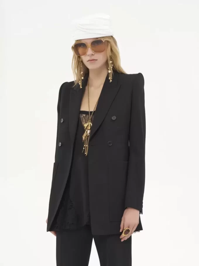 Veste tailleur en laine grain de poudre Veste tailleur en laine grain de poudre