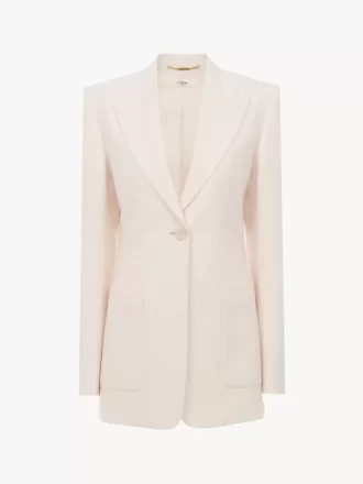 Veste tailleur à simple boutonnage en gabardine de laine