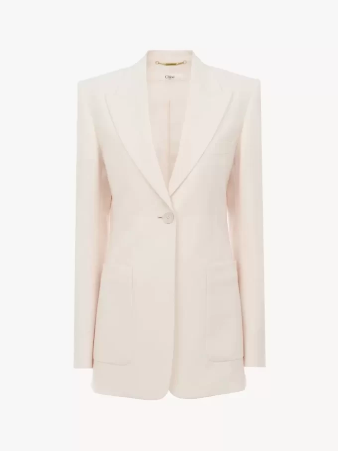 Veste tailleur à simple boutonnage en gabardine de laine Veste tailleur à simple boutonnage en gabardine de laine