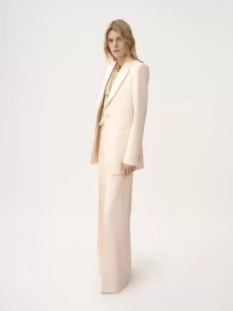 Veste tailleur à simple boutonnage en gabardine de laine