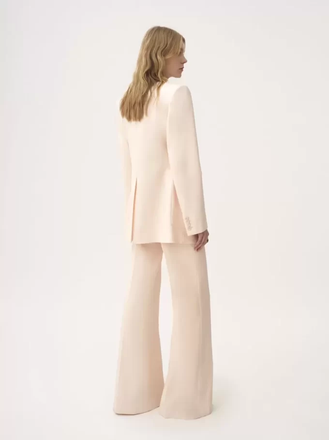 Veste tailleur à simple boutonnage en gabardine de laine Veste tailleur à simple boutonnage en gabardine de laine