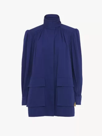 Veste utilitaire à col montant en toile de coton